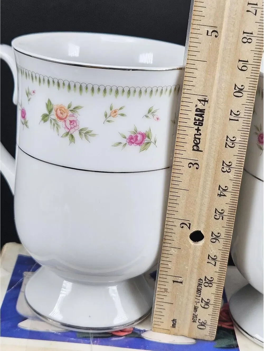 Abingdon Floral Pink Green Shower Setup Kit 6pc Hostess Set Mug Butter Dish Bowl